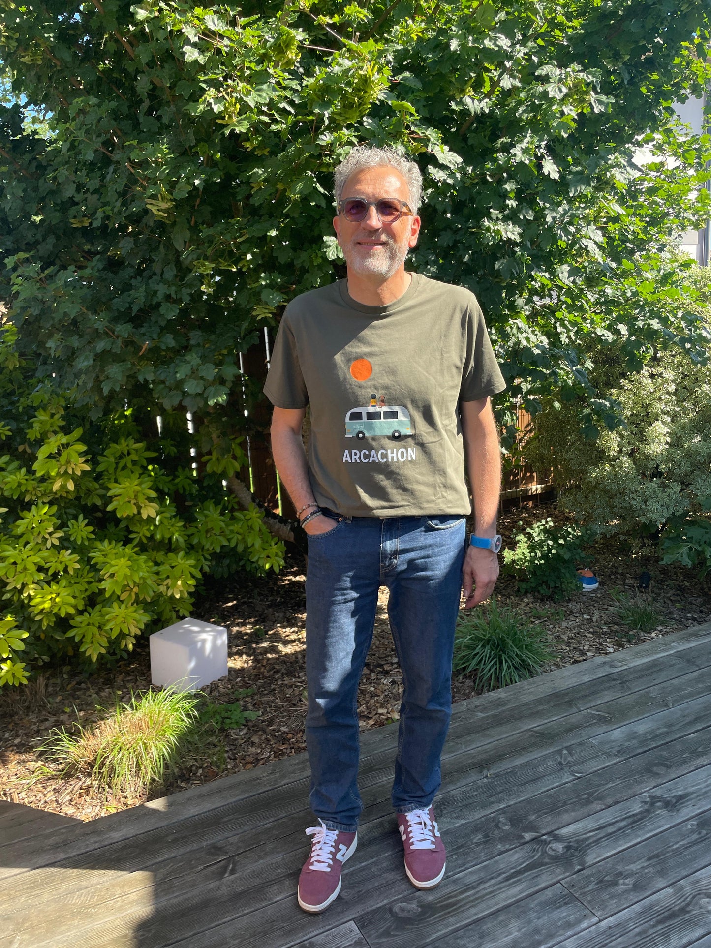 T-shirt Van Life Arcachon – Coton Bio Unisexe Kaki | Bassin Forever