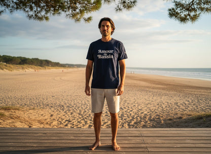 T-shirt Amour de Bassin – Coton Bio Unisexe Bleu Marine | Bassin Forever