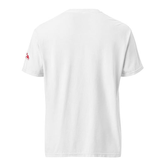 BASSIN FOREVER T-shirt blanc unisexe en coton, coupe décontractée, col rond, logo rouge sur la manche gauche.